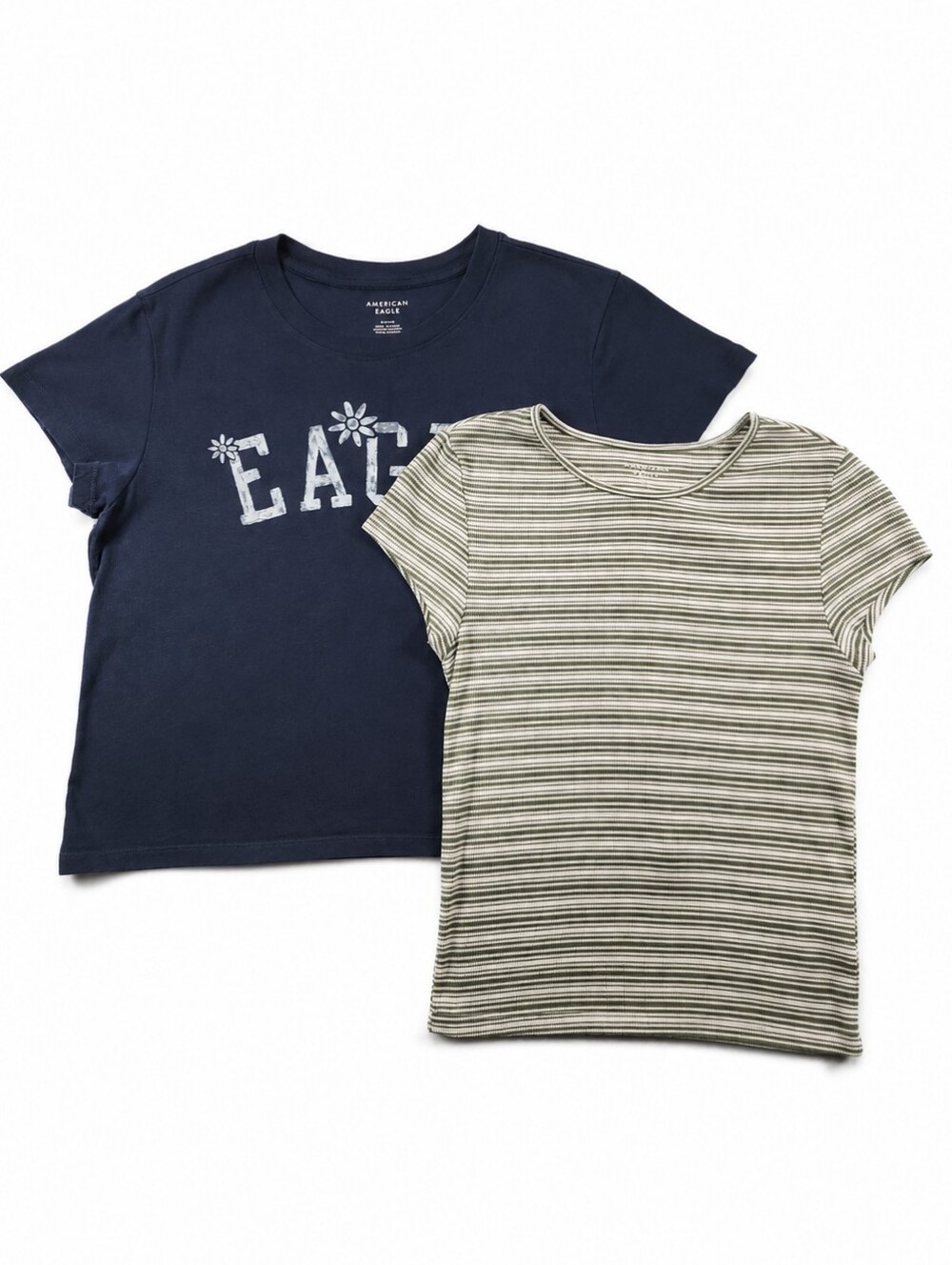 American Eagle 2 Tee Bundle Small True Tomboy Graphic Ribbed Back to School